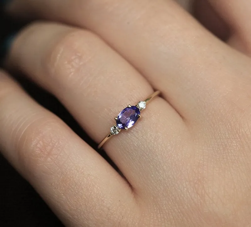 Brittany Oval Tanzanite Ring With Accent Diamonds vy 3