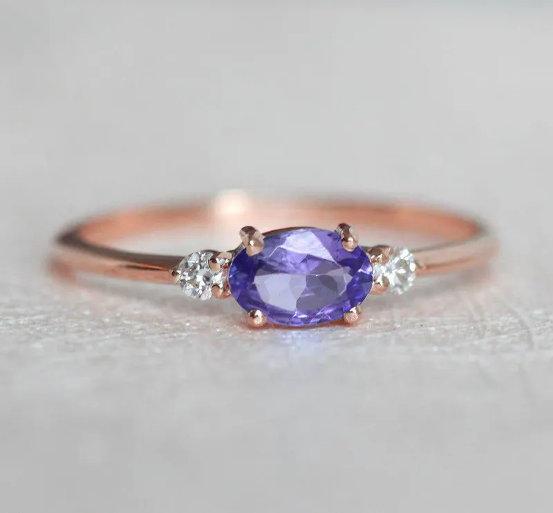Brittany Oval Tanzanite Ring With Accent Diamonds vy 7