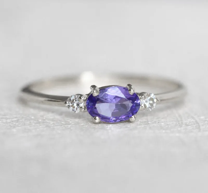 Brittany Oval Tanzanite Ring With Accent Diamonds vy 8