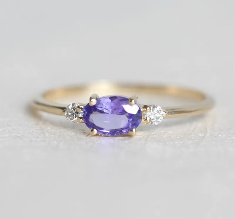 Brittany Oval Tanzanite Ring With Accent Diamonds oval cut engagement ring
