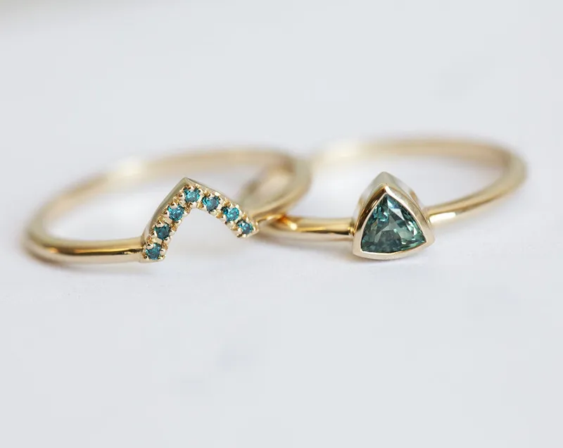 Brooke Trillion-Cut Teal Sapphire Ring view 3