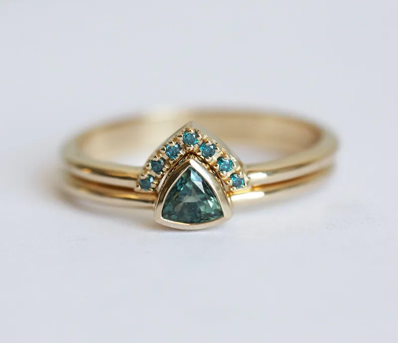 Brooke Trillion-Cut Teal Sapphire Ring view 4