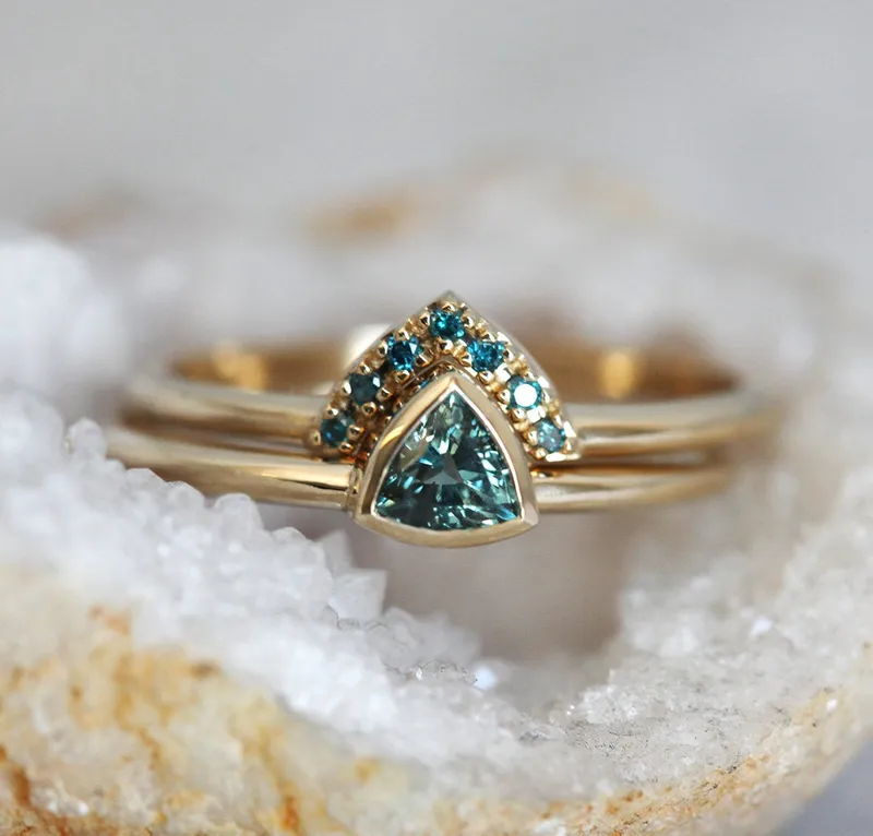Brooke Trillion-Cut Teal Sapphire Ring view 6