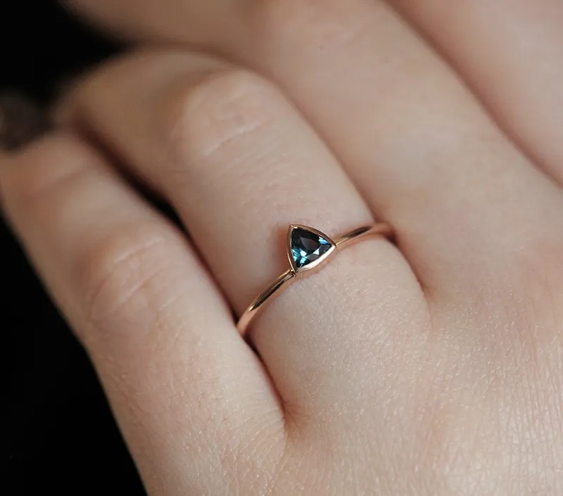 Brooke Trillion-Cut Teal Sapphire Ring view 7