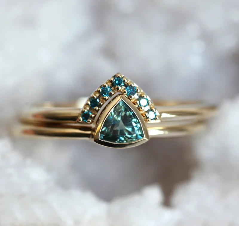 Brooke Trillion-Cut Teal Sapphire Ring sapphire engagement ring