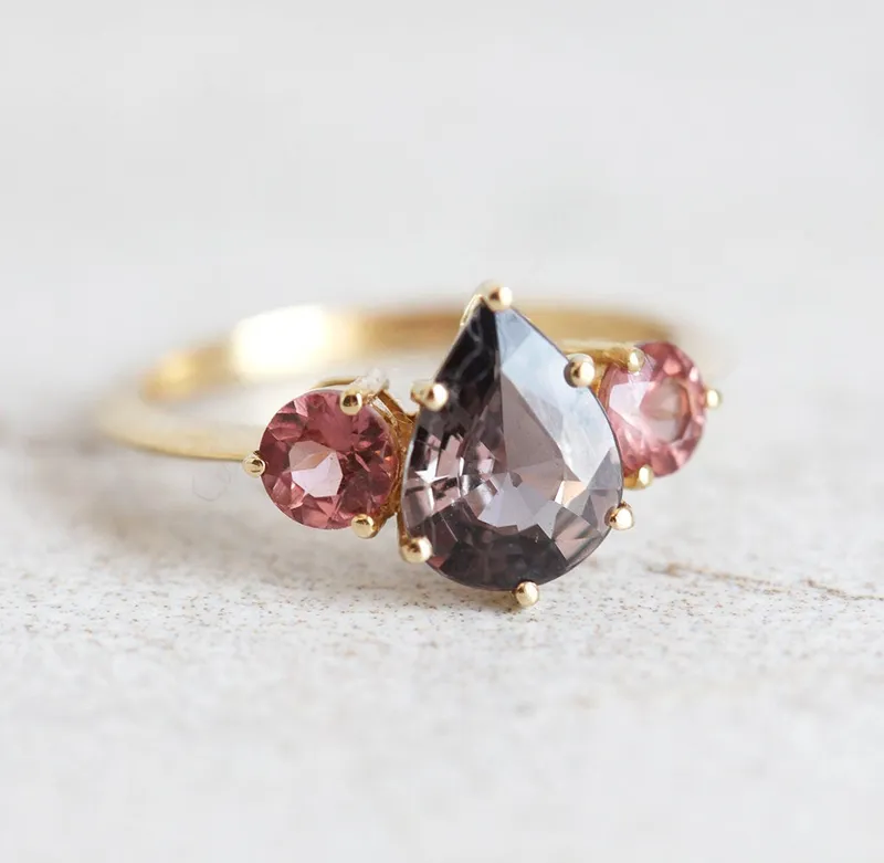 Bryndis Burgundy Sapphire Garnets Ring sapphire pear cut engagement ring