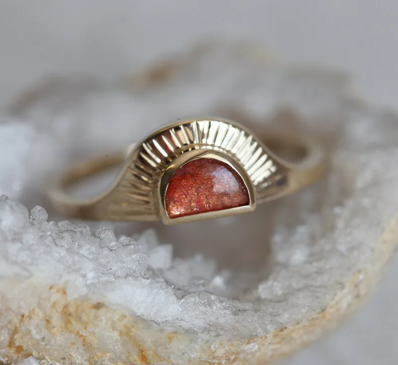Celine Half Moon Sunstone Ring view 2
