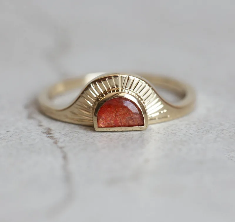 Celine Half Moon Sunstone Ring engagement ring