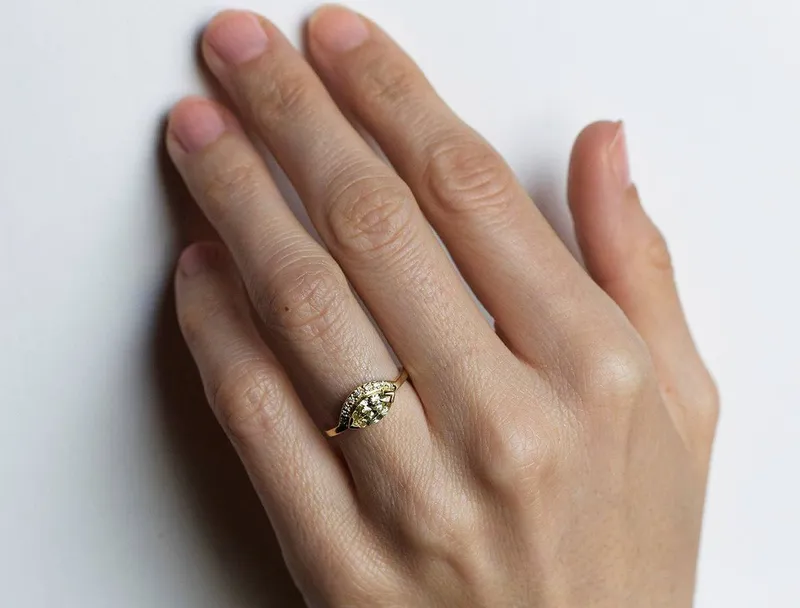 CHAMPAGNE DIAMOND RING, WEDDING BAND vy 3