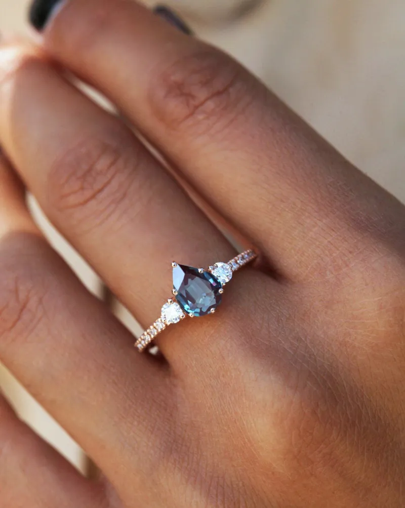 CLAUDIA PEAR ALEXANDRITE RING view 5
