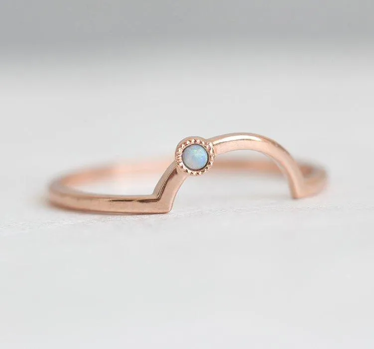 Curved Opal Nesting Band With Milgrain vy 2