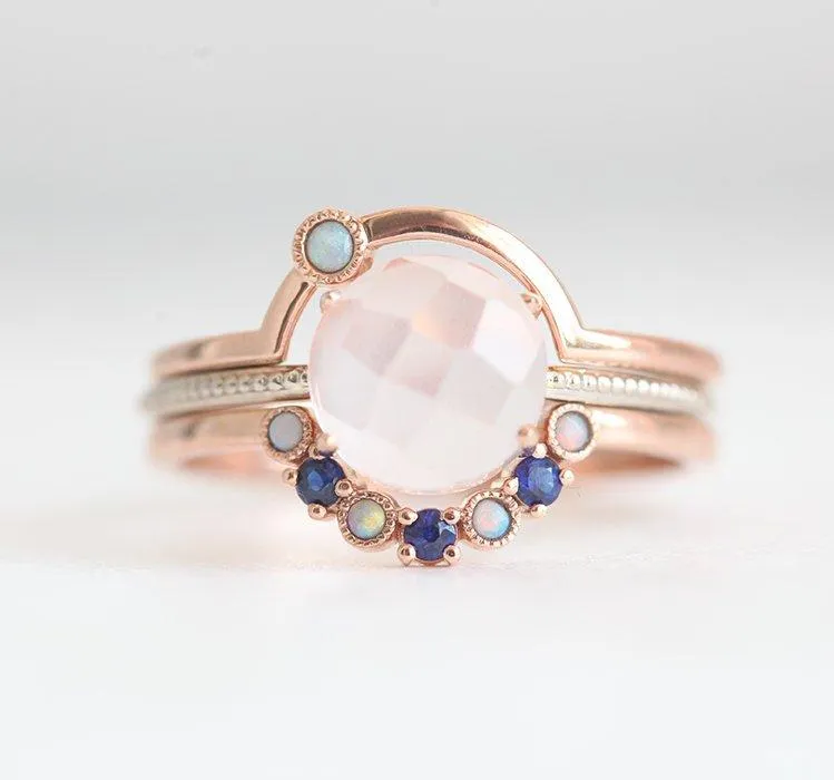 Curved Opal Nesting Band With Milgrain vy 3