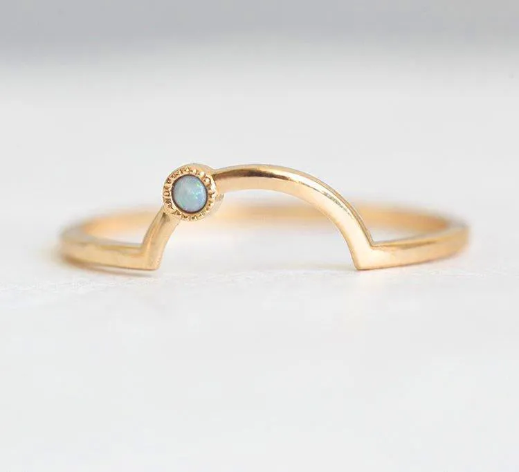 Curved Opal Nesting Band With Milgrain vy 5