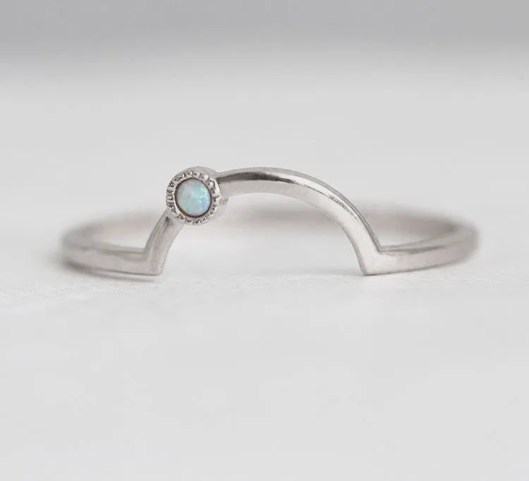 Curved Opal Nesting Band With Milgrain vy 6