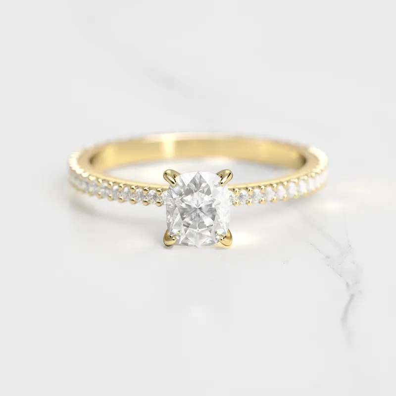 CUSHION FULL PAVE TAPERED DIAMOND RING view 4