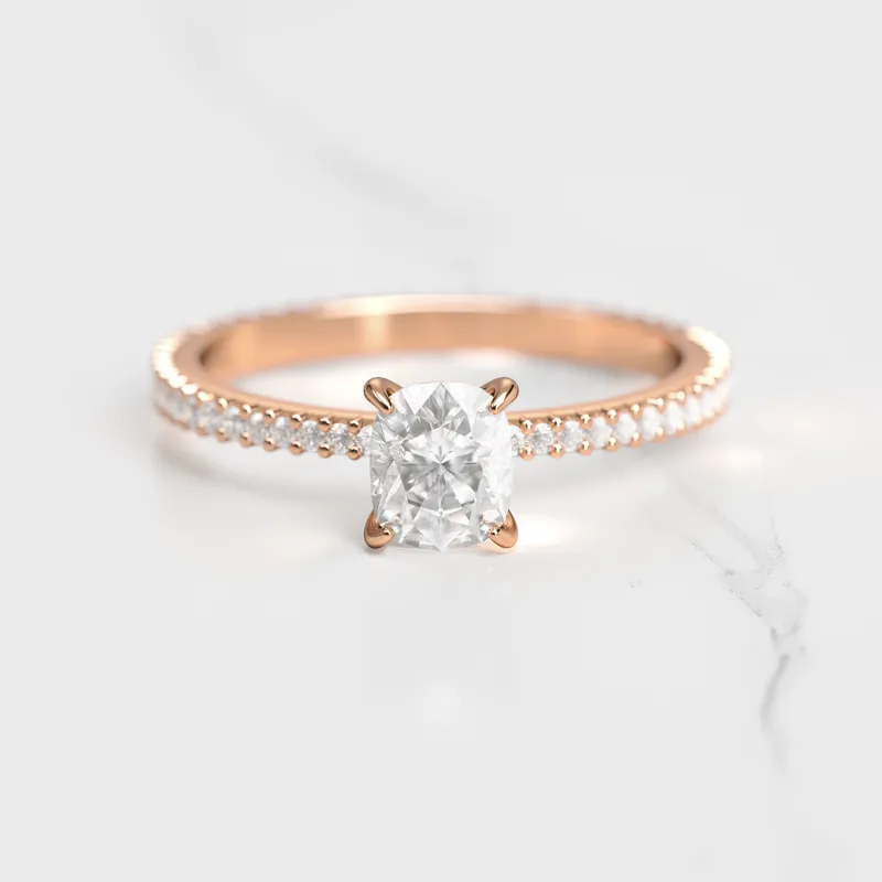 CUSHION FULL PAVE TAPERED DIAMOND RING view 5