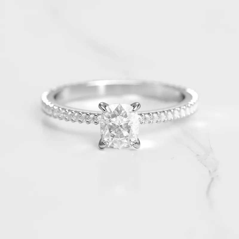 CUSHION FULL PAVE TAPERED DIAMOND RING view 6