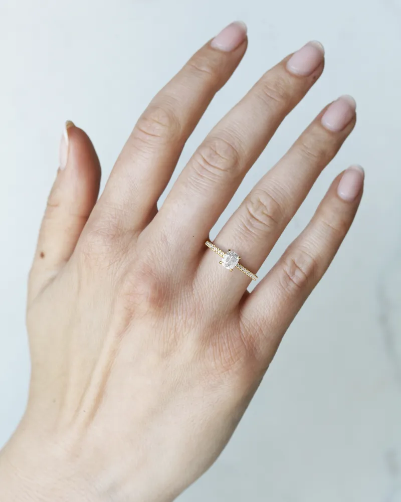 CUSHION HALF PAVE DIAMOND RING view 13