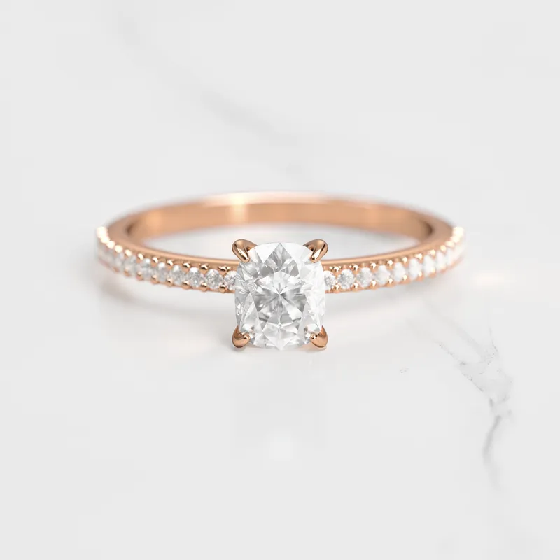 CUSHION HALF PAVE DIAMOND RING view 2