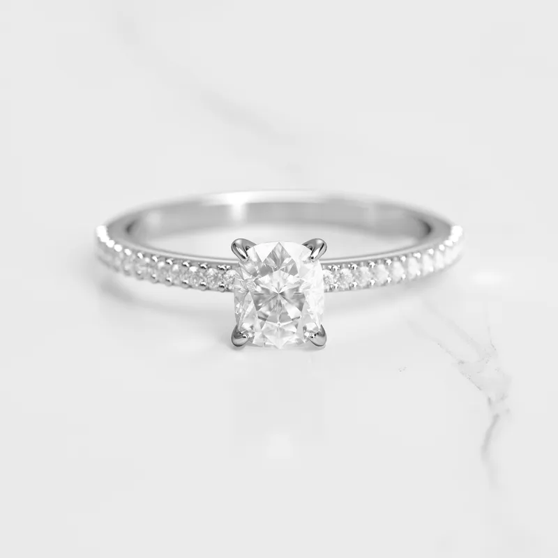 CUSHION HALF PAVE DIAMOND RING view 3