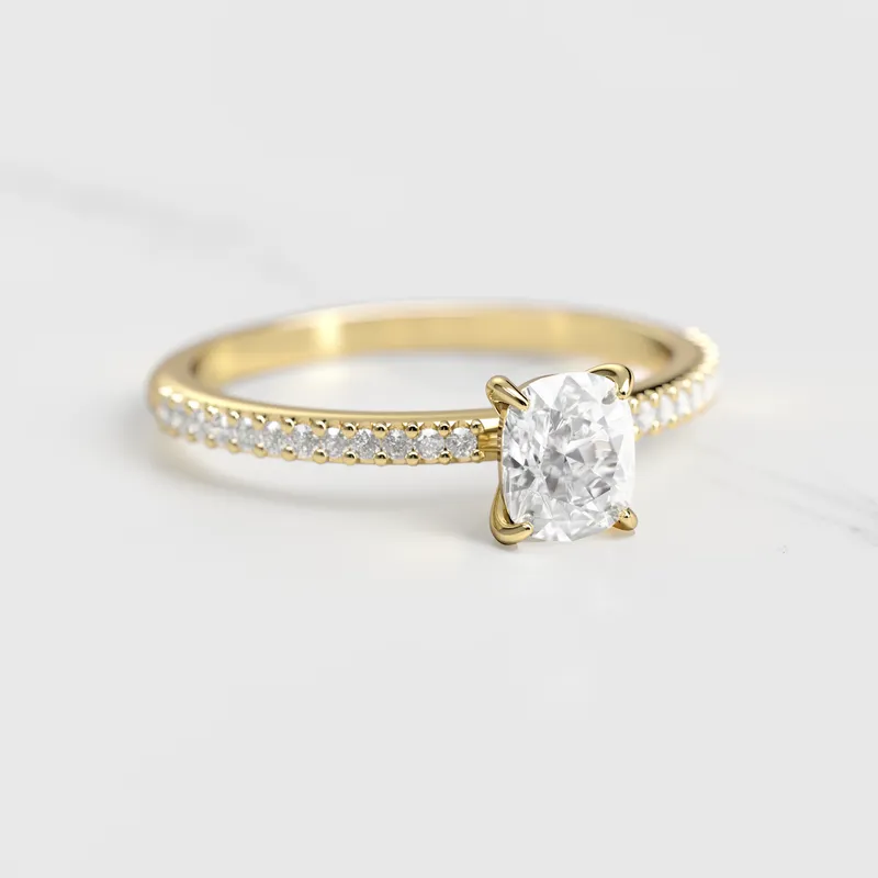 CUSHION HALF PAVE DIAMOND RING view 4