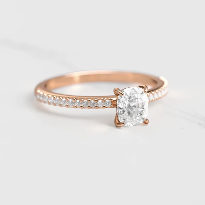 CUSHION HALF PAVE DIAMOND RING view 5