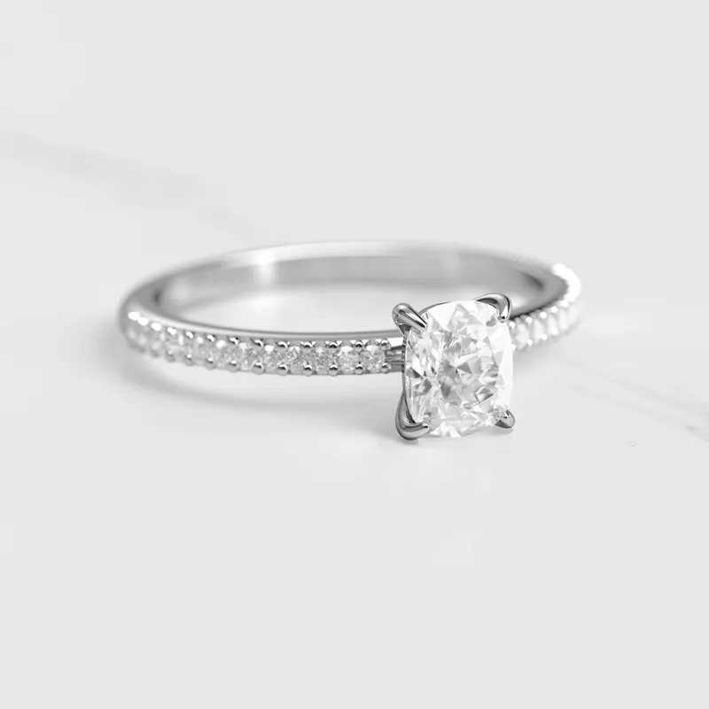 CUSHION HALF PAVE DIAMOND RING view 6