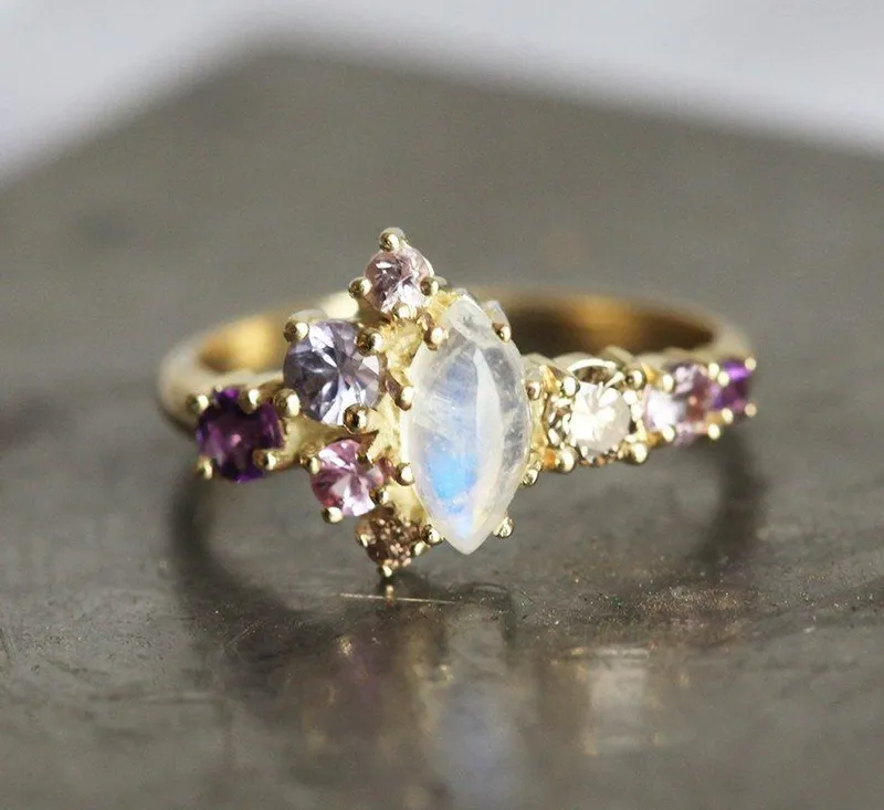 Caelan Moonstone Cluster Ring vy 2