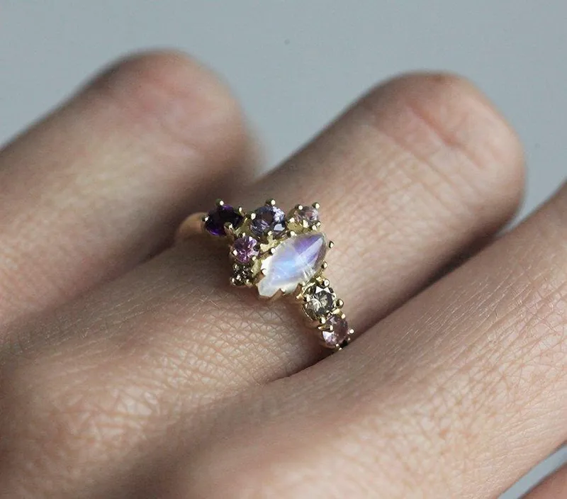 Caelan Moonstone Cluster Ring vy 4