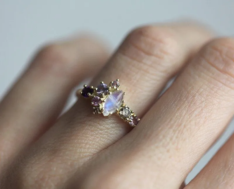 Caelan Moonstone Cluster Ring engagement ring