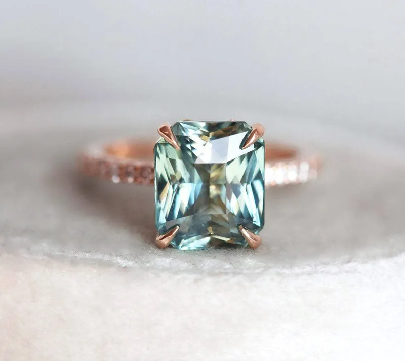 Caitlyn Mint Sapphire Diamond Ring view 10