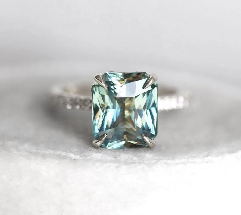 Caitlyn Mint Sapphire Diamond Ring view 11