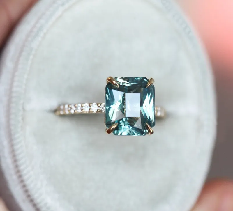 Caitlyn Mint Sapphire Diamond Ring view 2
