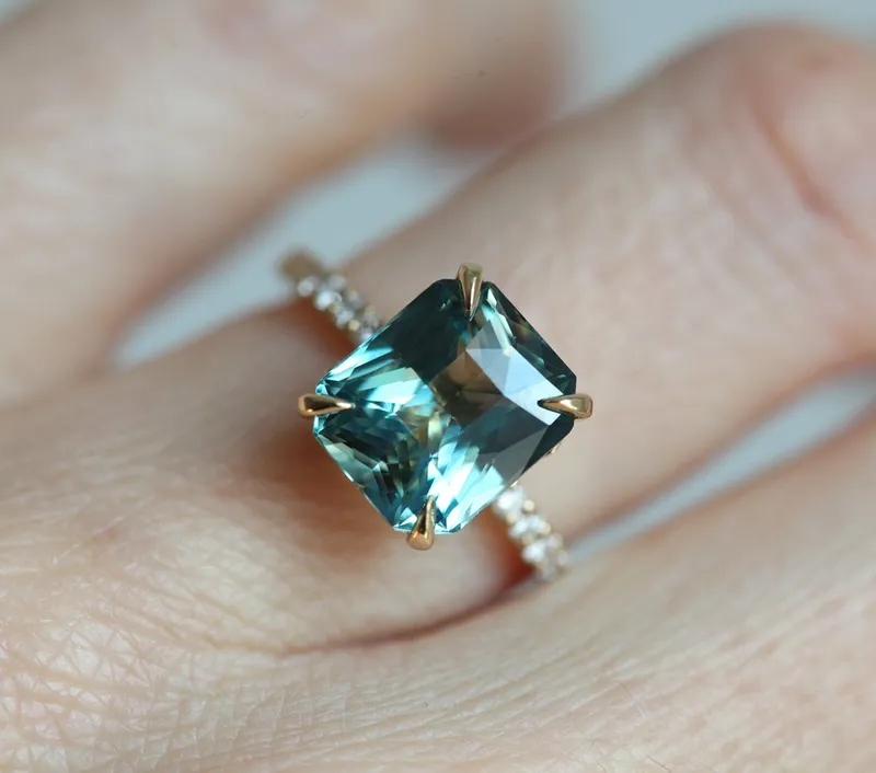 Caitlyn Mint Sapphire Diamond Ring view 3