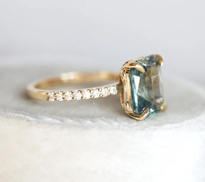 Caitlyn Mint Sapphire Diamond Ring view 4