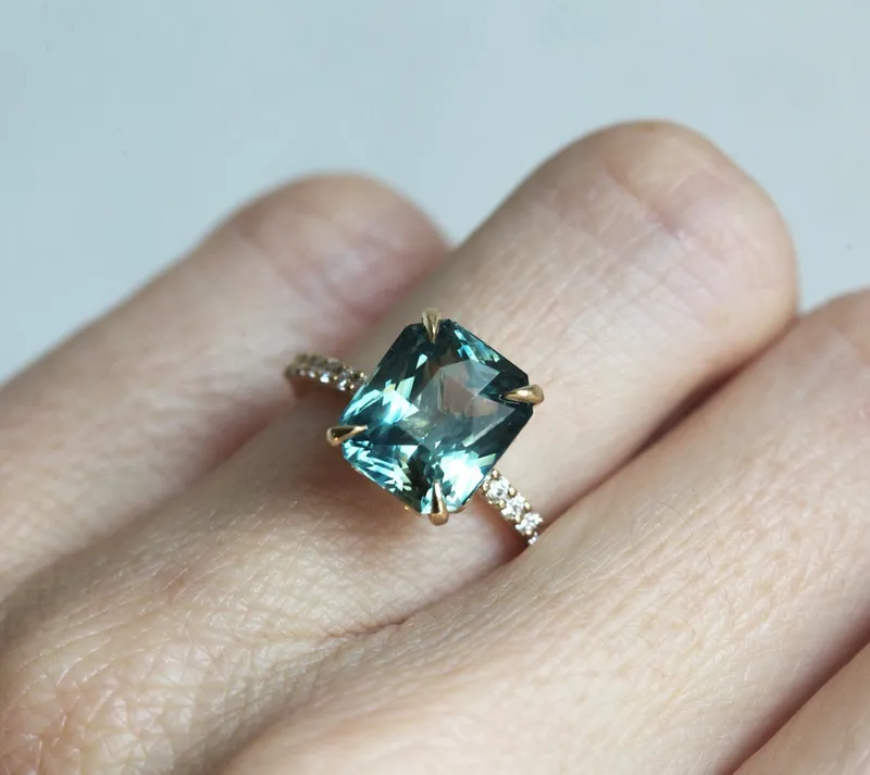 Caitlyn Mint Sapphire Diamond Ring view 6