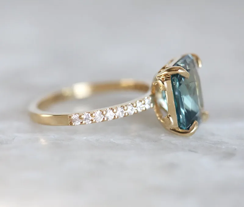 Caitlyn Mint Sapphire Diamond Ring view 7