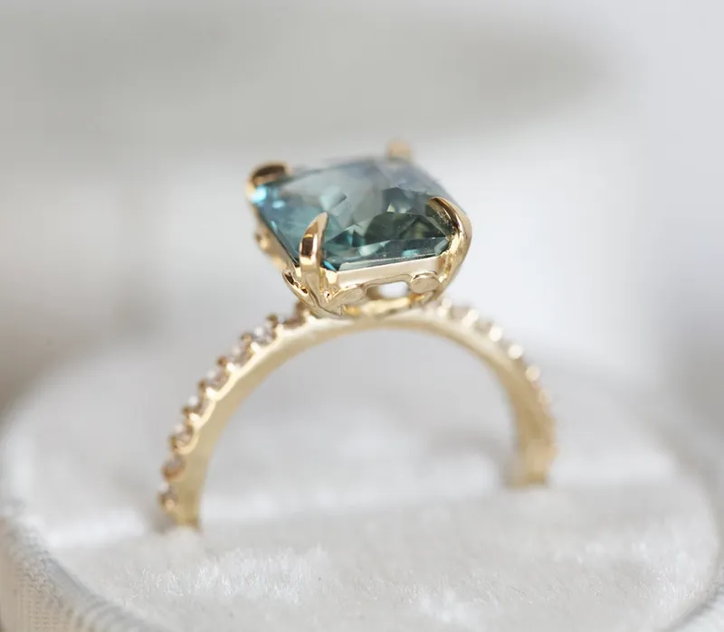 Caitlyn Mint Sapphire Diamond Ring view 8
