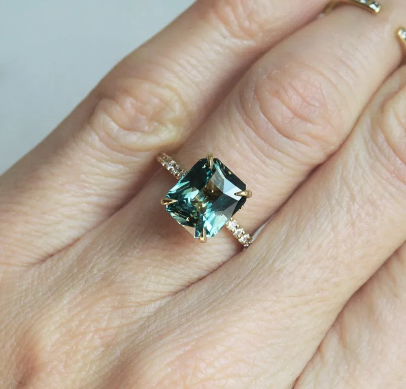 Caitlyn Mint Sapphire Diamond Ring view 9