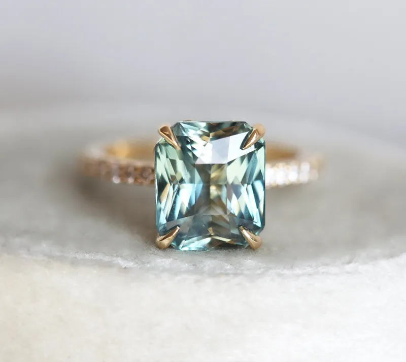 Caitlyn Mint Sapphire Diamond Ring mint sapphire engagement ring