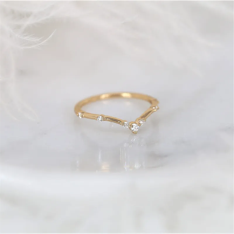 Callisto 14kt Gold Single Prong Diamond Chevron Cluster Ring view 6