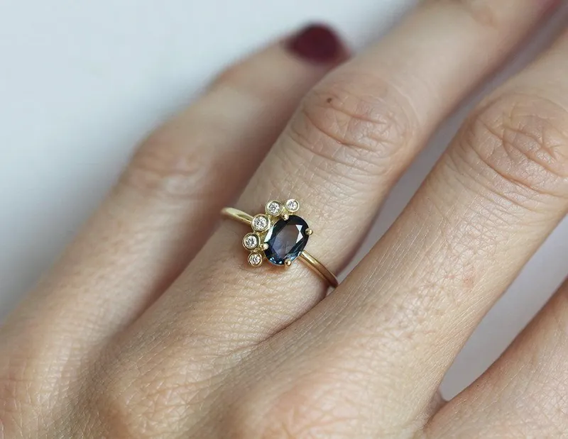 Campbell Oval Sapphire Cluster Ring view 2