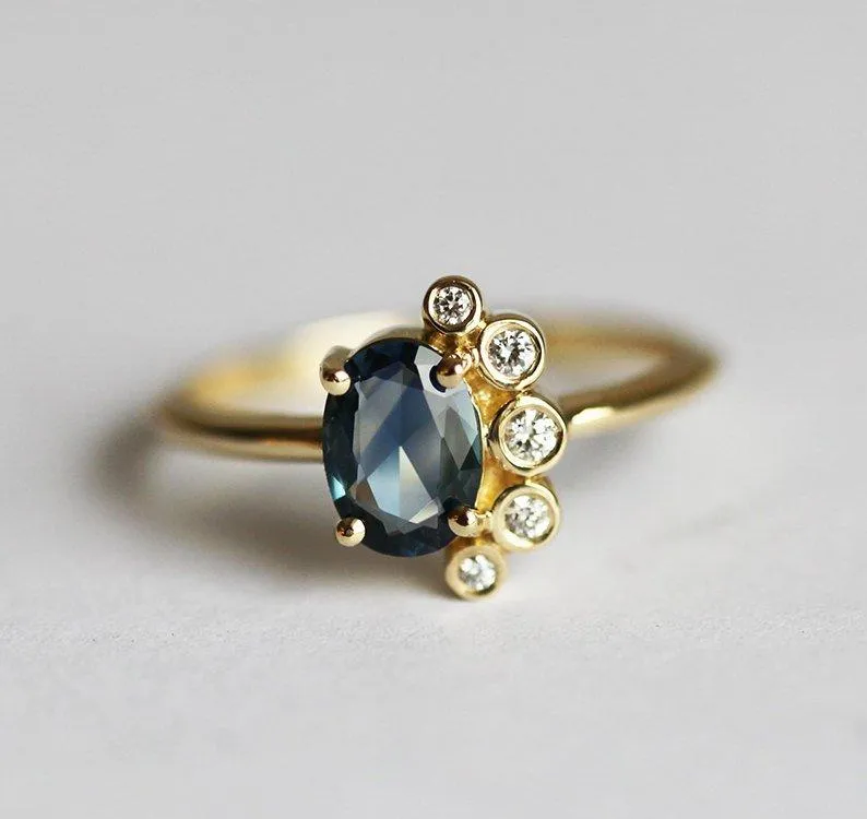 Campbell Oval Sapphire Cluster Ring view 3
