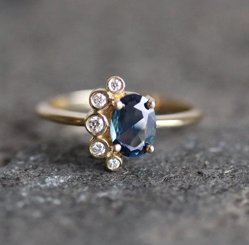 Campbell Oval Sapphire Cluster Ring view 4