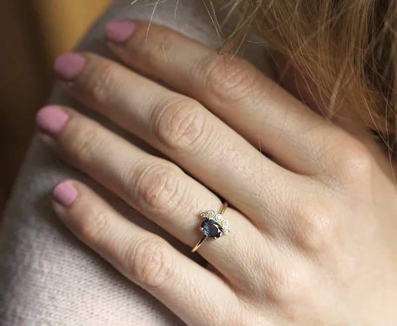 Campbell Oval Sapphire Cluster Ring view 5