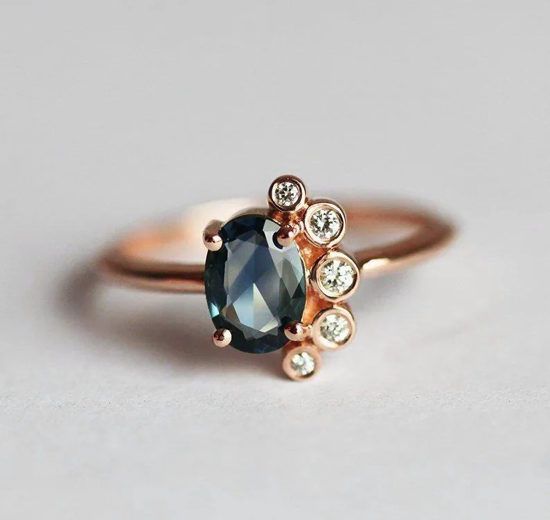 Campbell Oval Sapphire Cluster Ring view 6