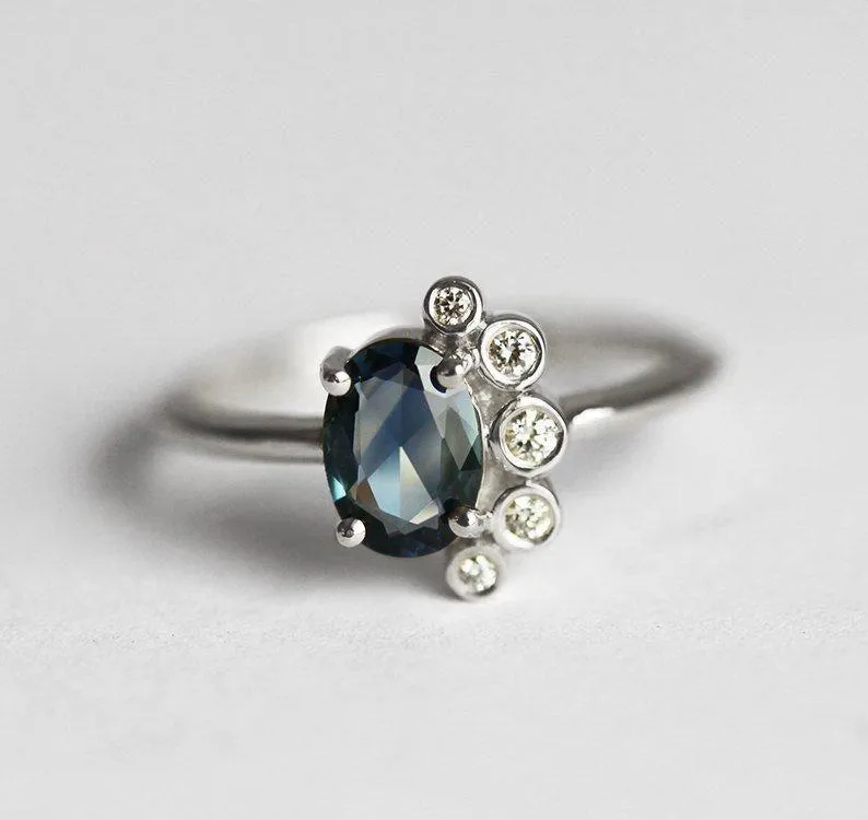 Campbell Oval Sapphire Cluster Ring view 7