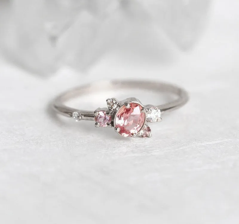 CAPELLA PEACH SAPPHIRE DIAMOND CLUSTER RING view 10