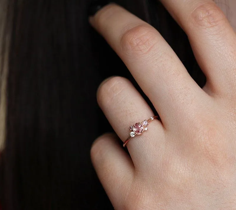 CAPELLA PEACH SAPPHIRE DIAMOND CLUSTER RING view 6