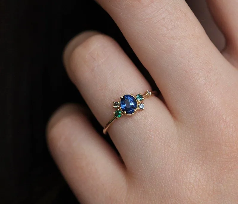 CAPELLA PEACH SAPPHIRE DIAMOND CLUSTER RING view 8